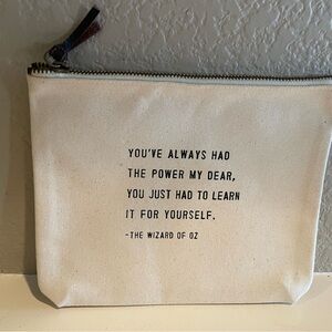 Sugarboo & Co. Canvas Quote Pouch - Cream with Black Text NWT